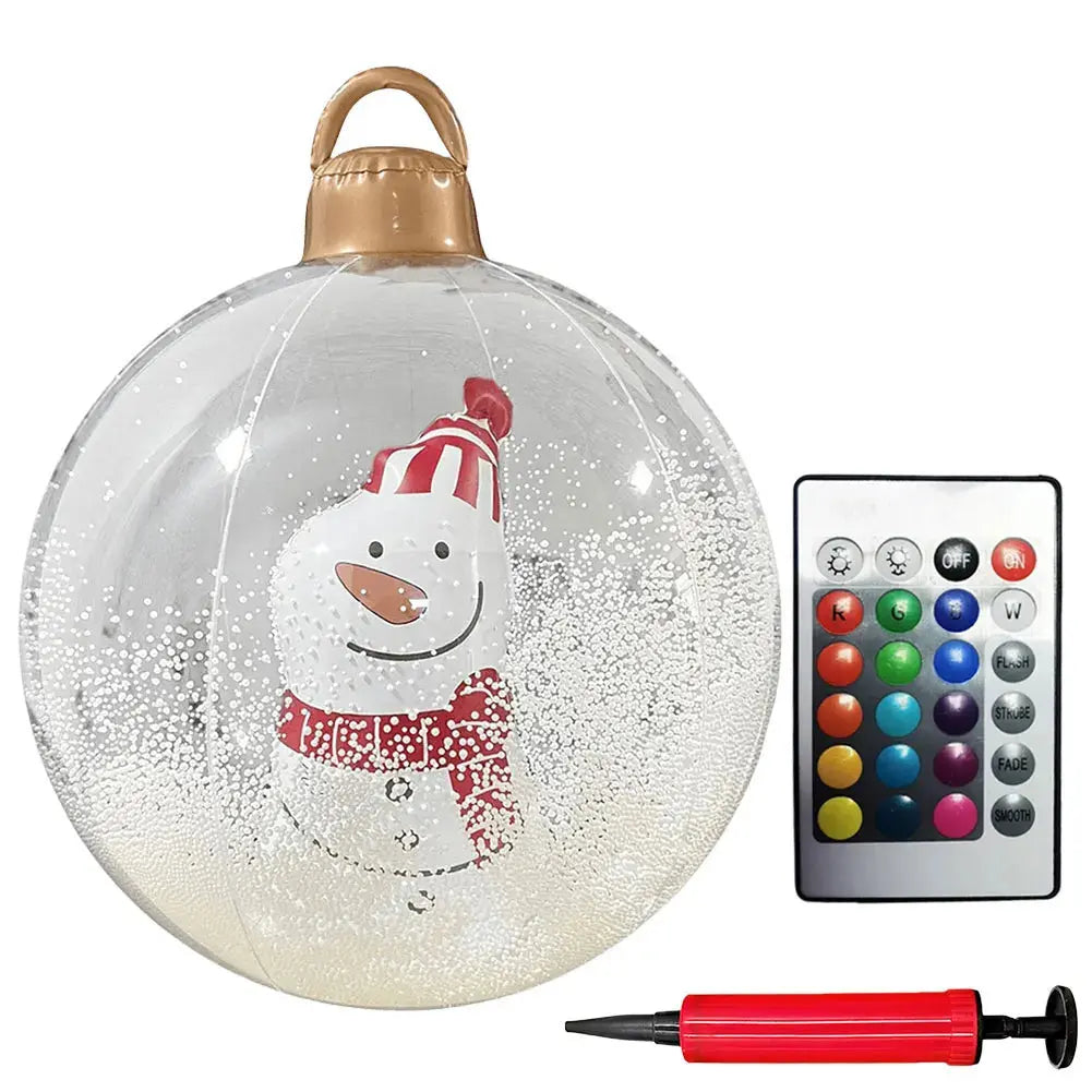 24 Inch Light Up PVC Inflatable Christmas Ball Outdoor Christmas Decorations with Light Christmas Decorations Ball Holiday Decor Avivanastore