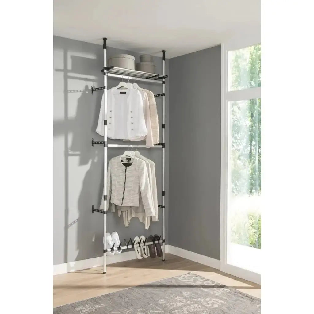 Aluminum Telescopic Wardrobe System with Rods and Shelf Premium Product for Organizing Your Clothes