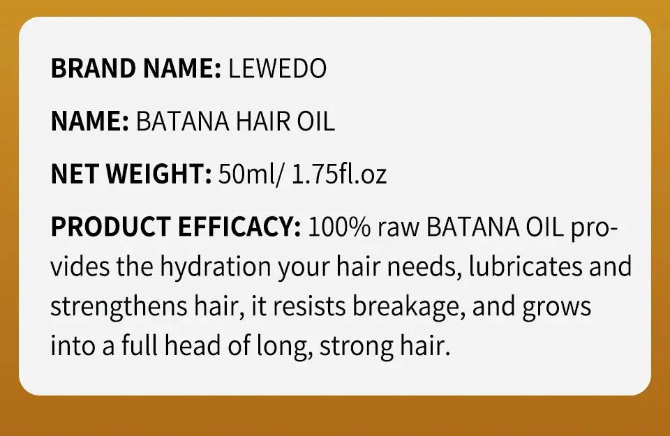 Lewedo Naturals Batana Oil Fast Hair Growth for Men Women Pure Batana Oil Nourish Shiny Hair Healthy Hair Care Anti Hair Loss Avivanastore