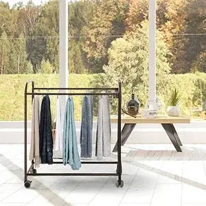 Adjustable Rolling Pants Rack with 20 Hangers-Multi-Use Closet Organizer for Jeans/Skirts, Rust-Resistant Bronze Storage System Avivanastore