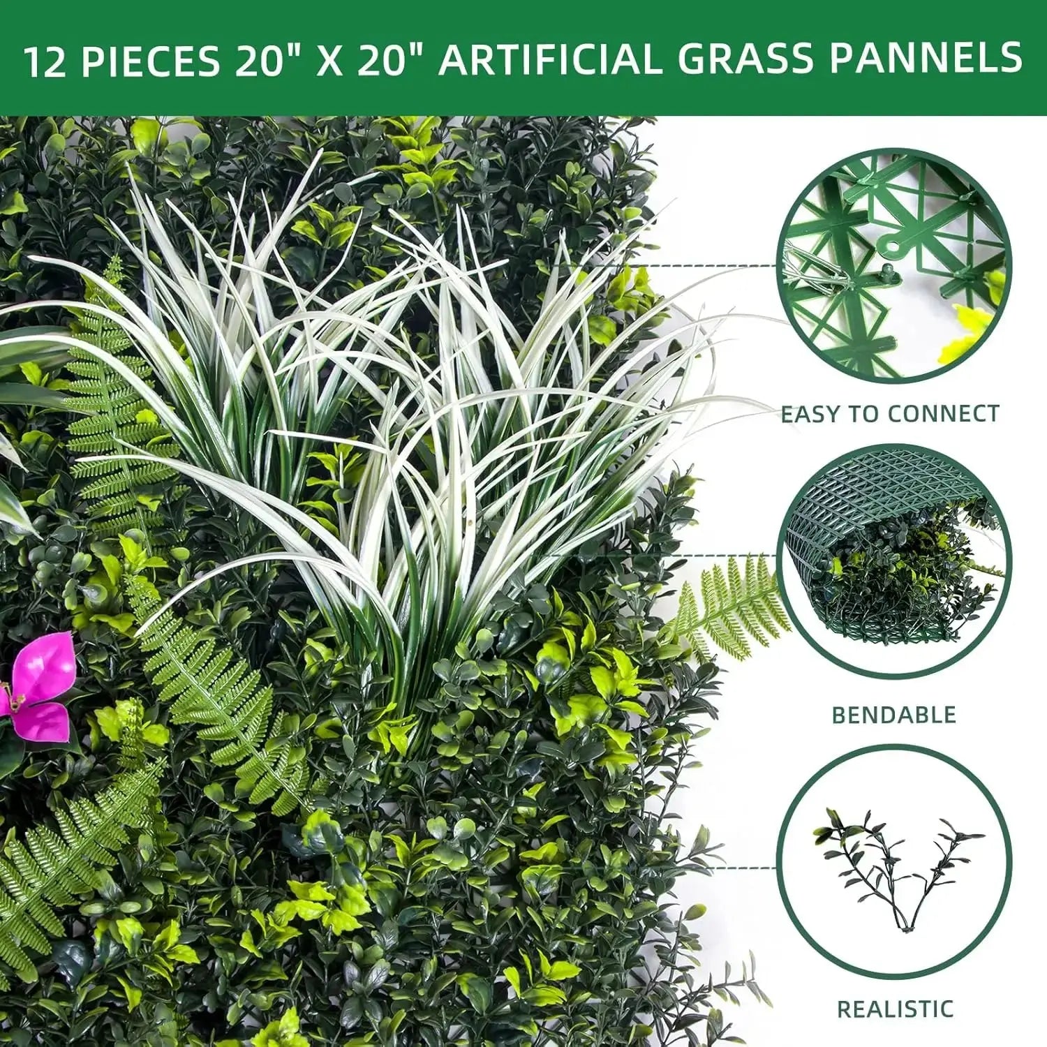 12pcs Artificial Plant Wall, 50x50cm Artificial Hedge Christmas Decorations Fake Plants Panel Wedding Grass Mat Garden Backyard Avivanastore