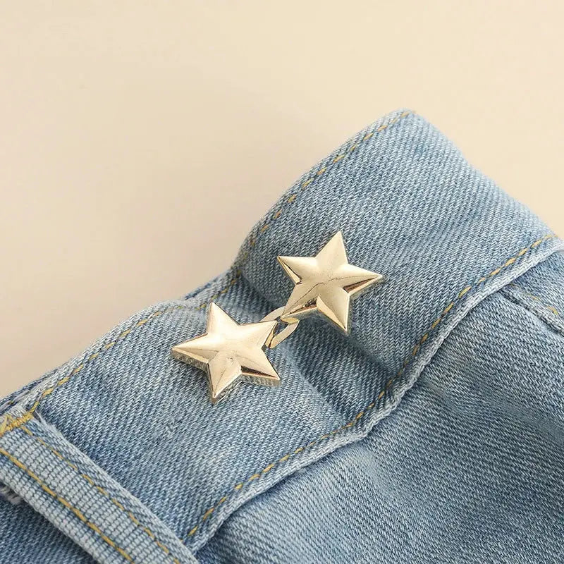 Tightener Adjustable Waist Buckle For Jeans No Sewing Required Star Button Adjuster For Pants And Skirts Waist Avivanastore