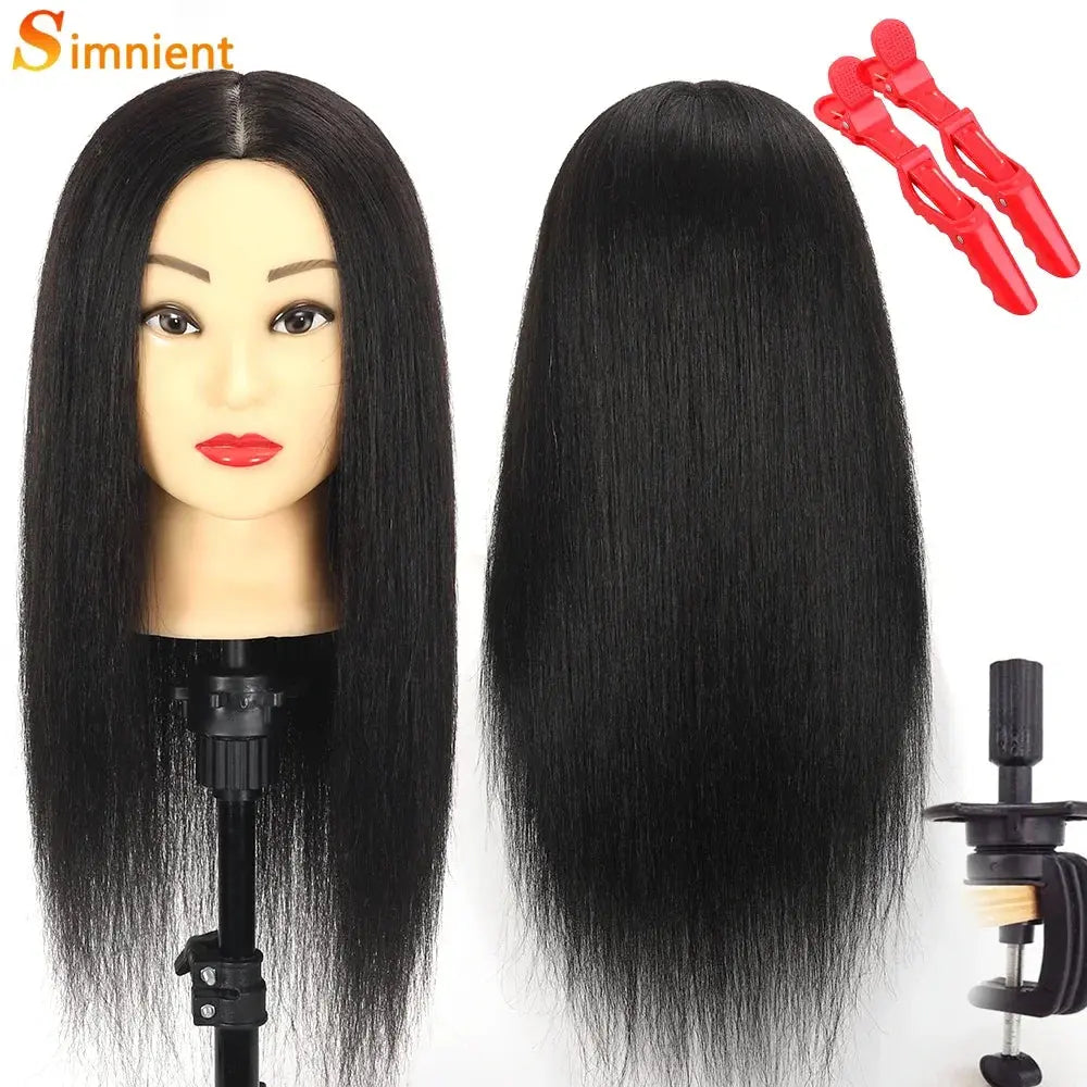 Long 100% Real Human Hair Mannequin Head For Hairdresser Dummy Doll Head For Practice Hairstyles Can Be Dye Bleach Perm Etc