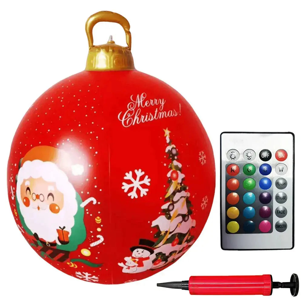 24 Inch Light Up PVC Inflatable Christmas Ball Outdoor Christmas Decorations with Light Christmas Decorations Ball Holiday Decor Avivanastore