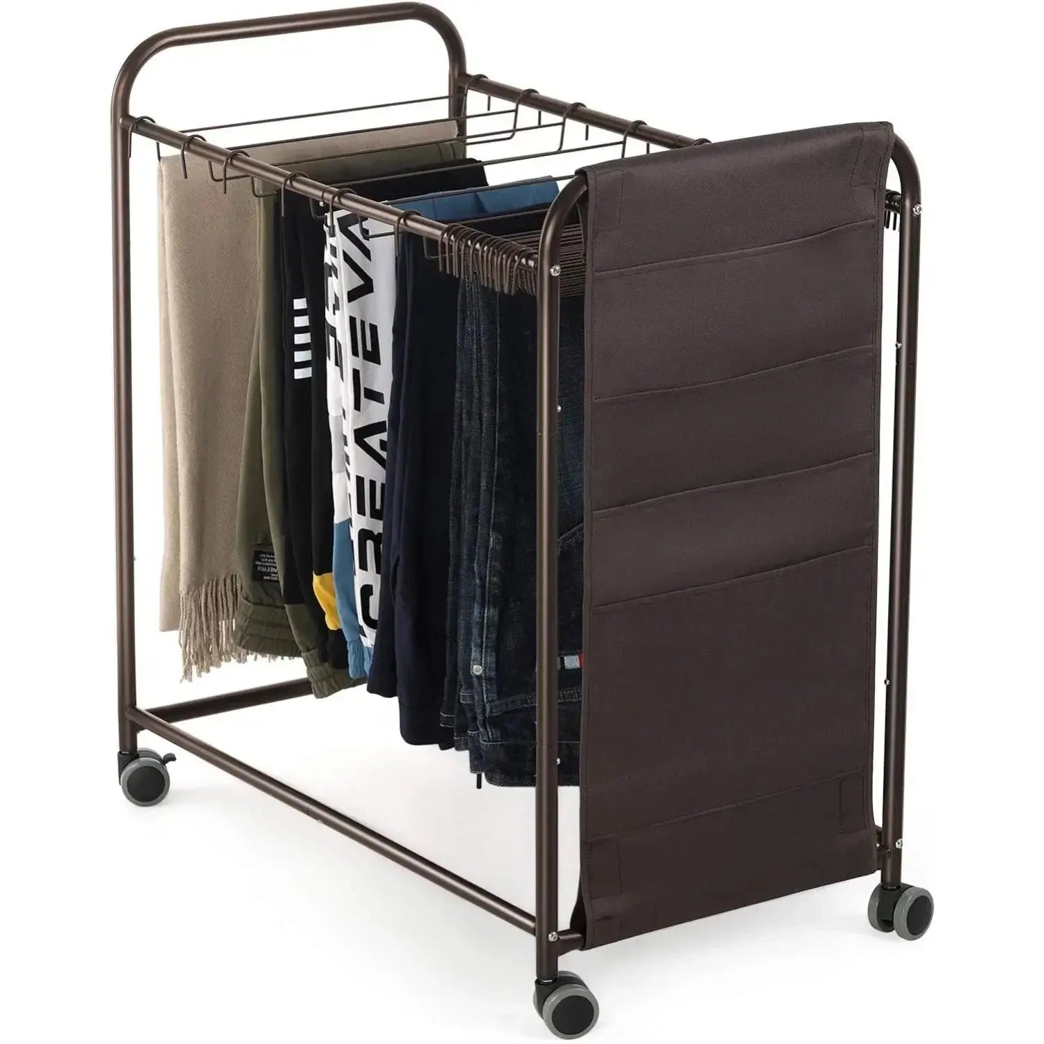 Adjustable Rolling Pants Rack with 20 Hangers-Multi-Use Closet Organizer for Jeans/Skirts, Rust-Resistant Bronze Storage System Avivanastore