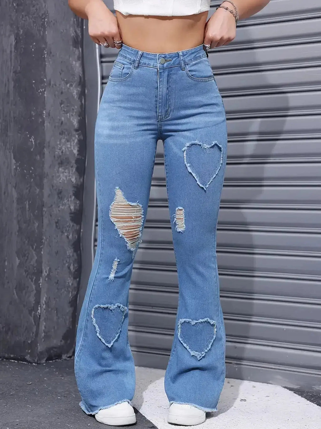 2025 Women's New Distressed Jeans, Embroidered Patch Fabric, High Elasticity, Fashionable and Versatile, Comfortable Denim for Women Avivanastore