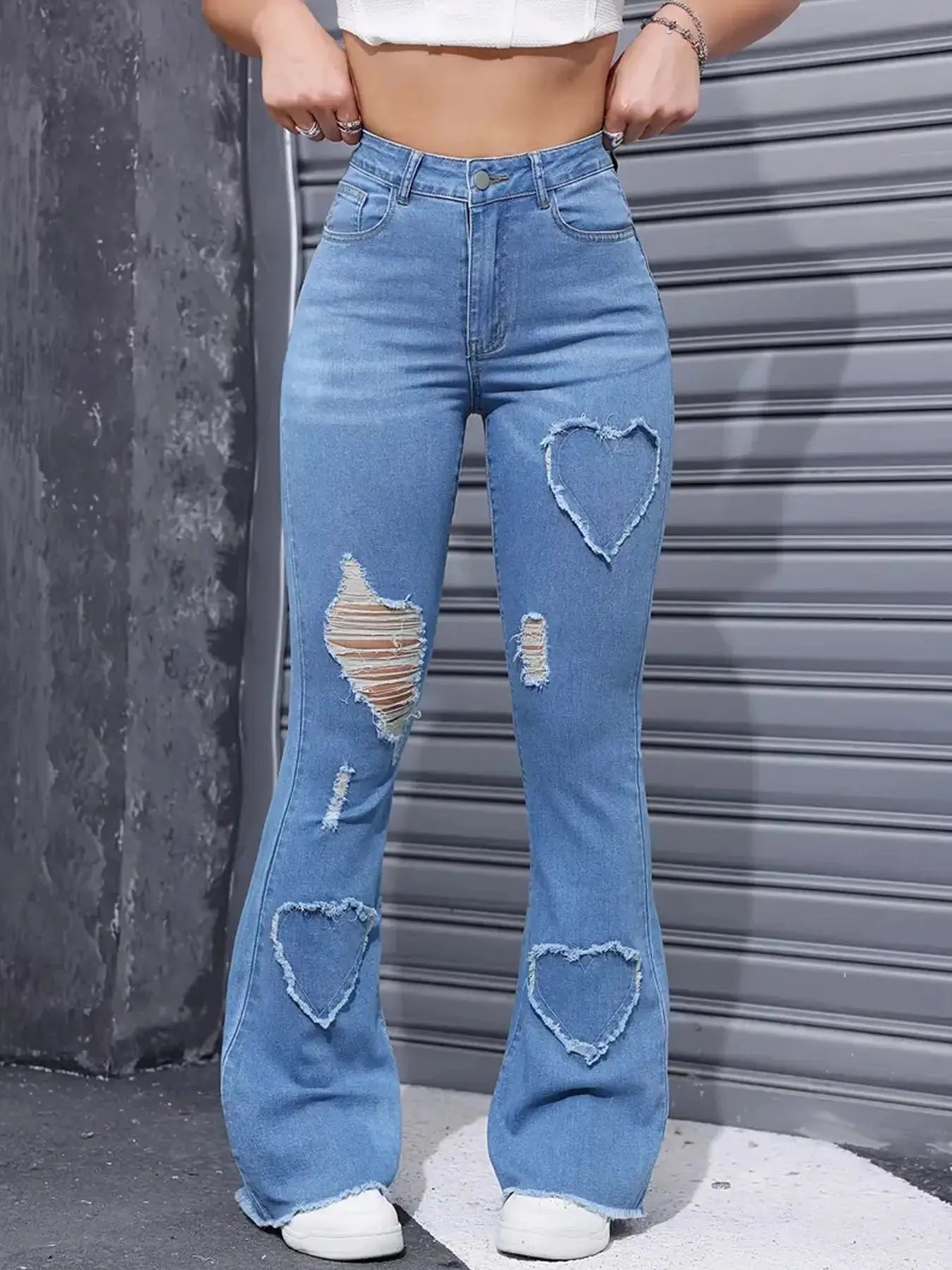 2025 Women's New Distressed Jeans, Embroidered Patch Fabric, High Elasticity, Fashionable and Versatile, Comfortable Denim for Women Avivanastore