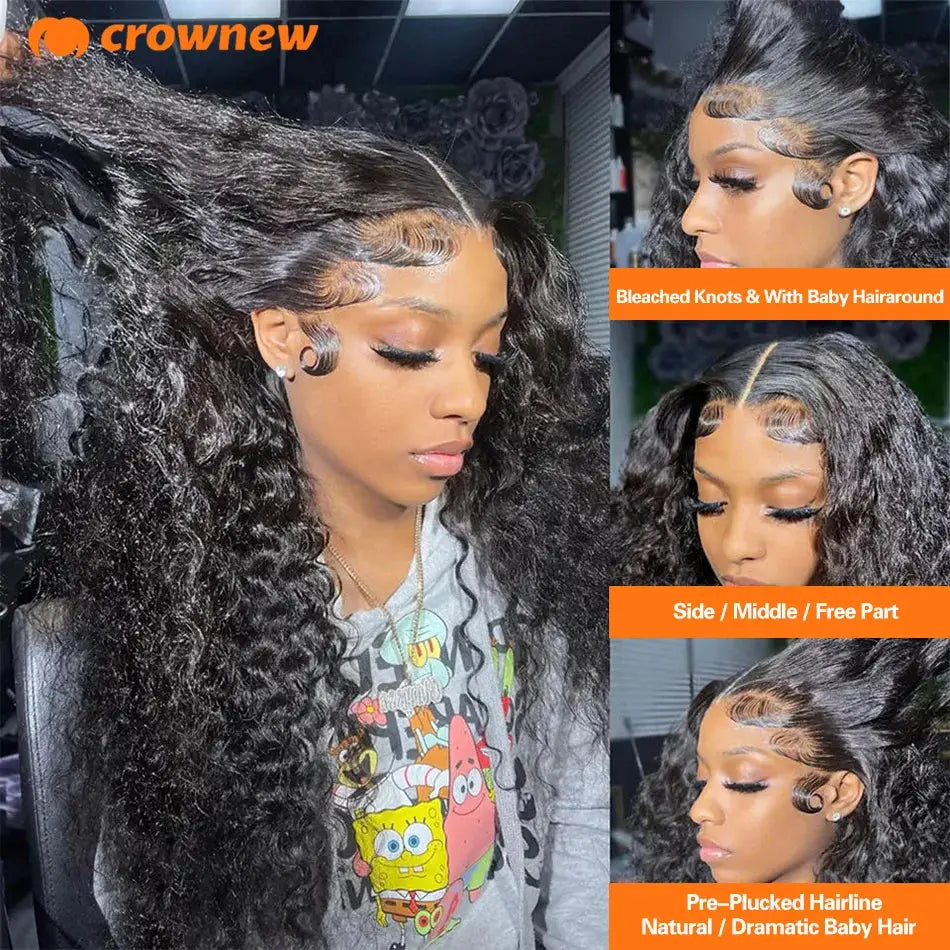 Curly Human Hair Wig 13X4 Lace Front Wig Human Hair Deep Wave Frontal Wig 200% Human Hair Wigs PrePlucked 100 Human Hair Wig