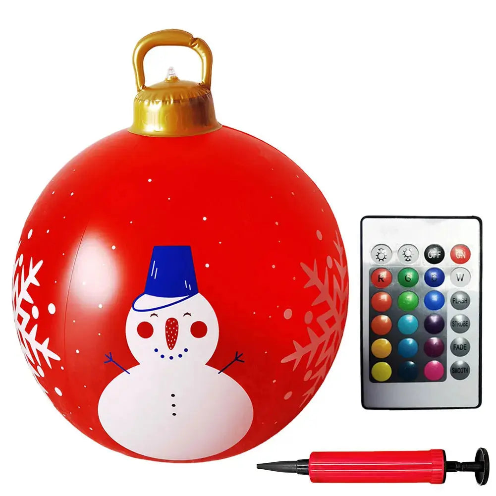 24 Inch Light Up PVC Inflatable Christmas Ball Outdoor Christmas Decorations with Light Christmas Decorations Ball Holiday Decor Avivanastore