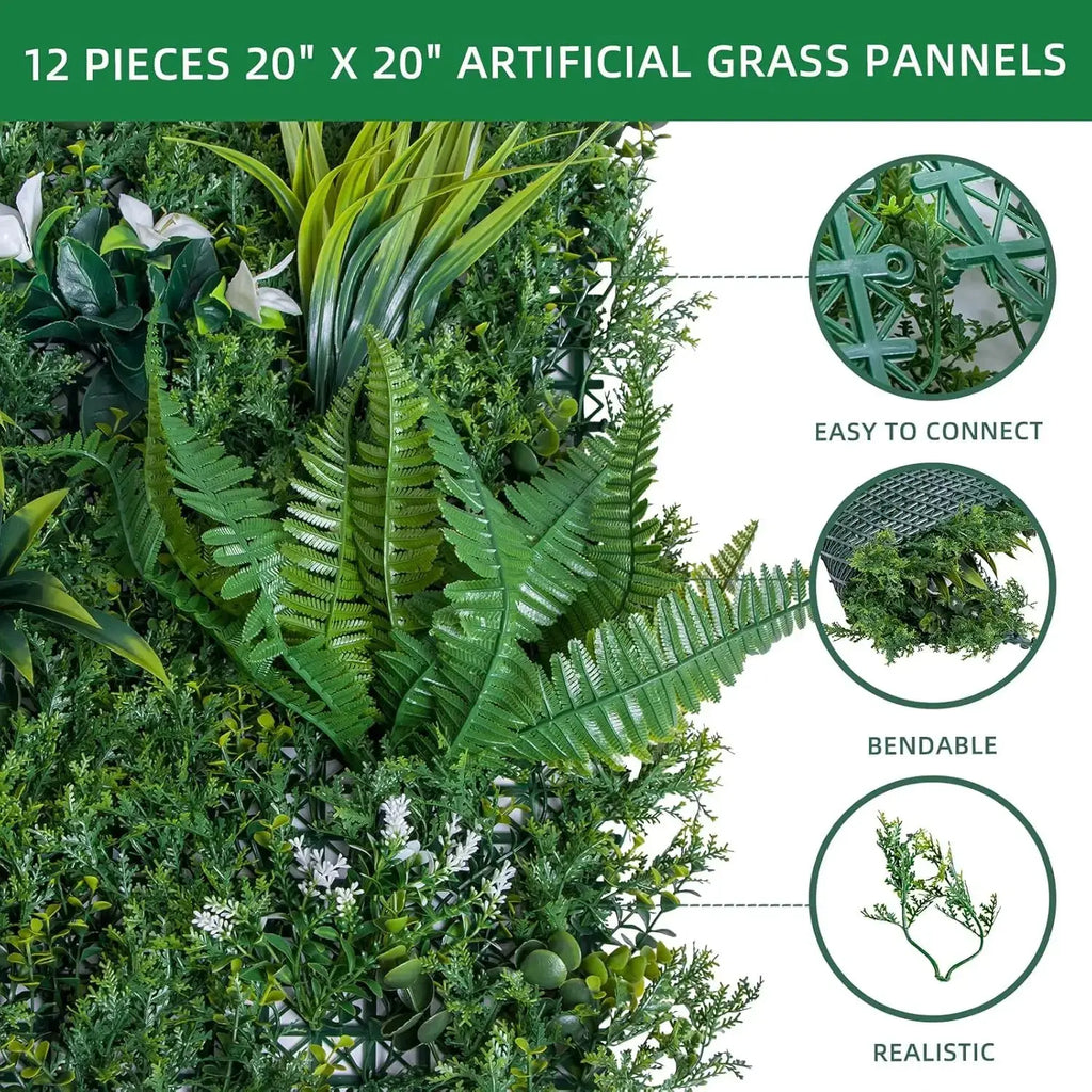 12pcs Artificial Plant Wall, 50x50cm Artificial Hedge Christmas Decorations Fake Plants Panel Wedding Grass Mat Garden Backyard Avivanastore