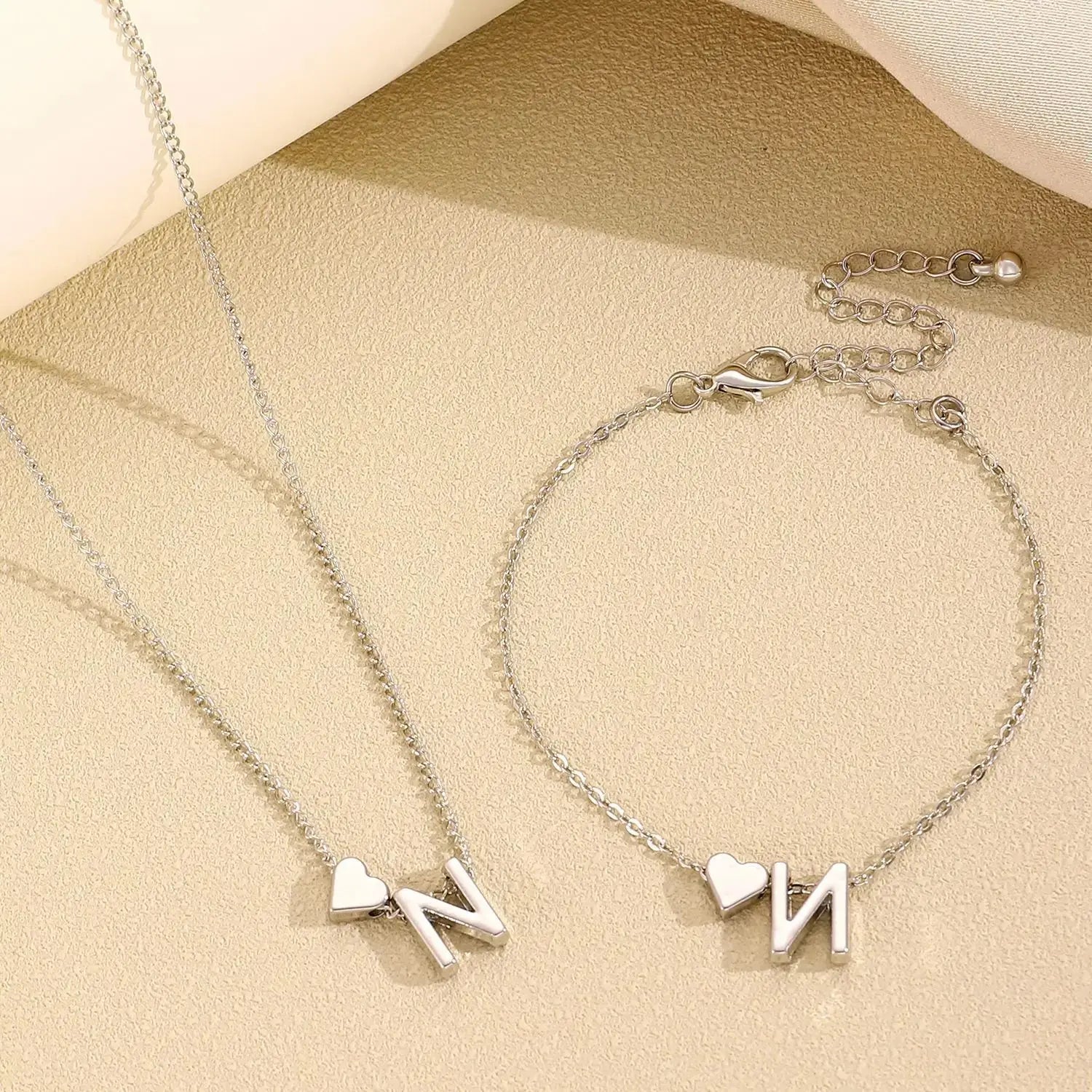 LATS Fashion Tiny Heart Dainty Necklace Gold Silver Color 26 Letter Name Choker For Women Pendant Bracelets Jewelry Gift Avivanastore