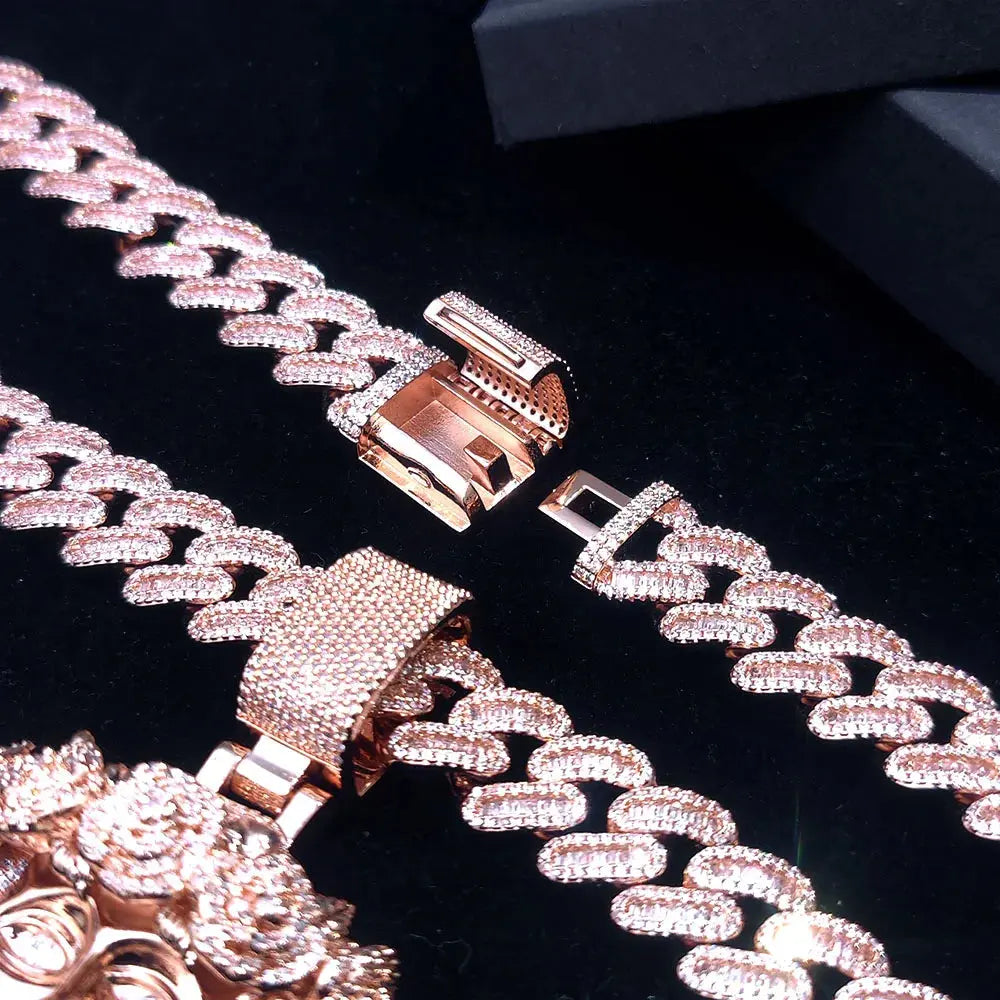 Hip Hop Style Iced Out Diamond Jesus Pendant with Rose Custom Jewelry Gold Silver Plated Jesus Religious Christian Pendant Gift