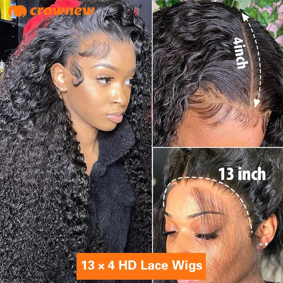 Curly Human Hair Wig 13X4 Lace Front Wig Human Hair Deep Wave Frontal Wig 200% Human Hair Wigs PrePlucked 100 Human Hair Wig