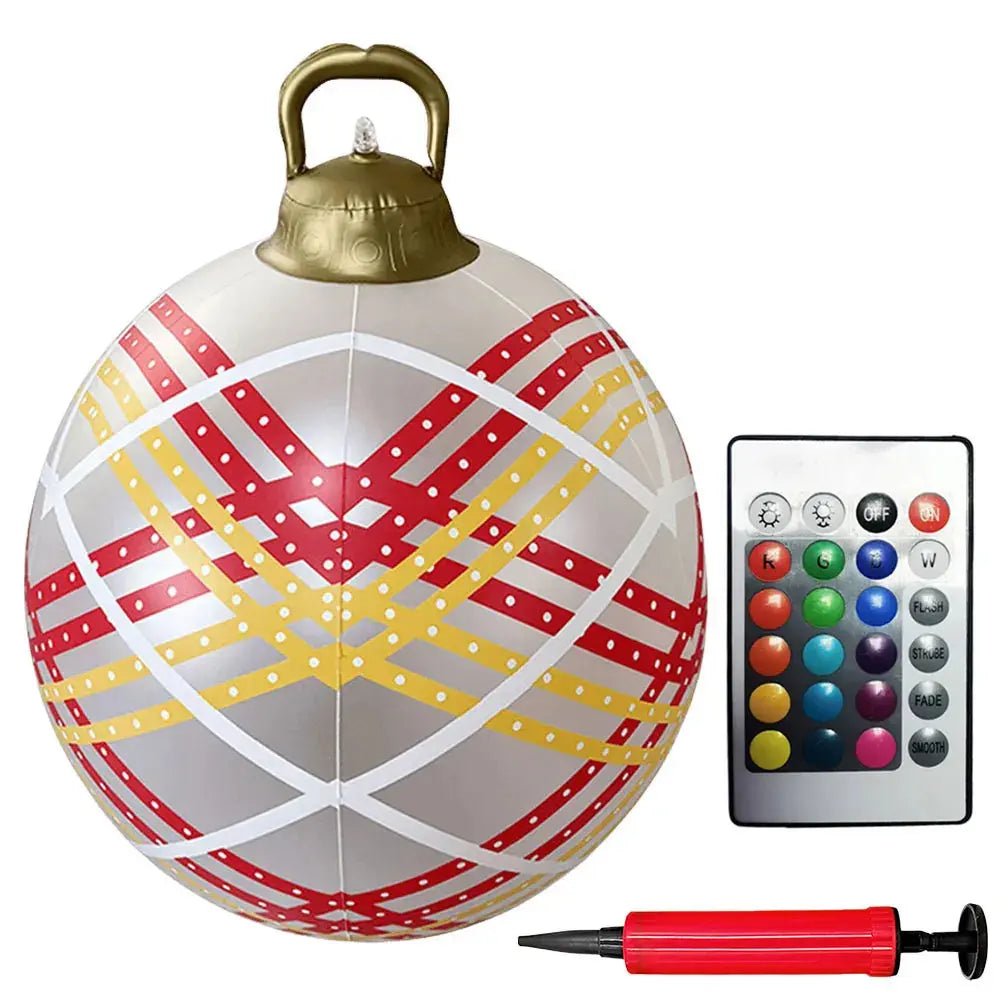 24 Inch Light Up PVC Inflatable Christmas Ball Outdoor Christmas Decorations with Light Christmas Decorations Ball Holiday Decor Avivanastore