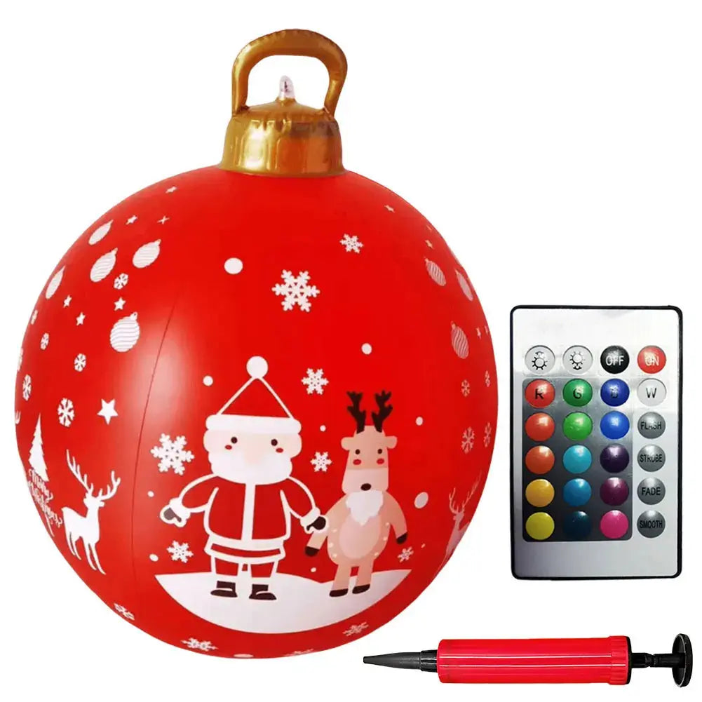 24 Inch Light Up PVC Inflatable Christmas Ball Outdoor Christmas Decorations with Light Christmas Decorations Ball Holiday Decor Avivanastore