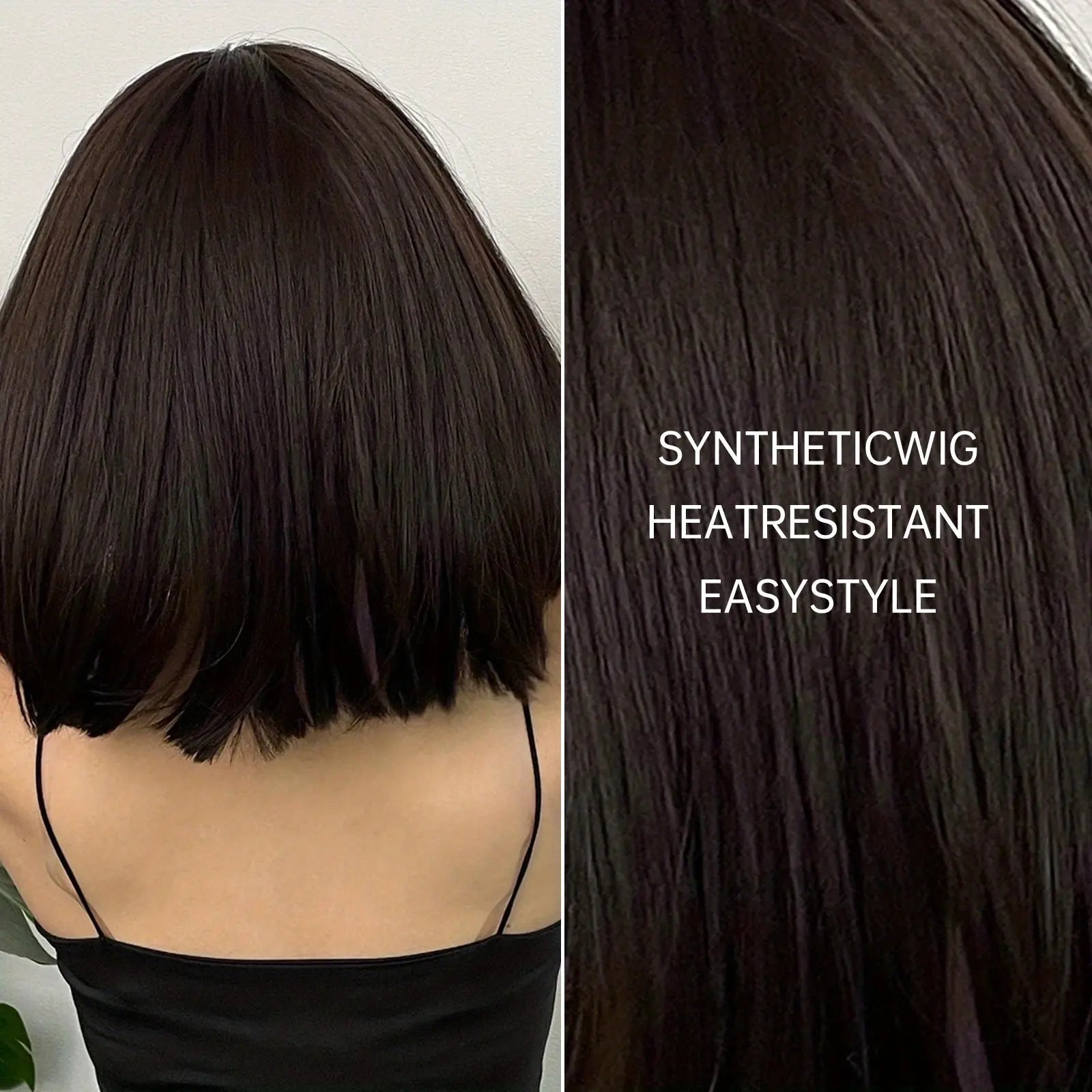 Brown 14 Inch Bob Short Straight Hair Wigs With Bangs Cute Synthetic Fiber Women's Wigs For Daily Halloween Party Cosplay Use Music Festival