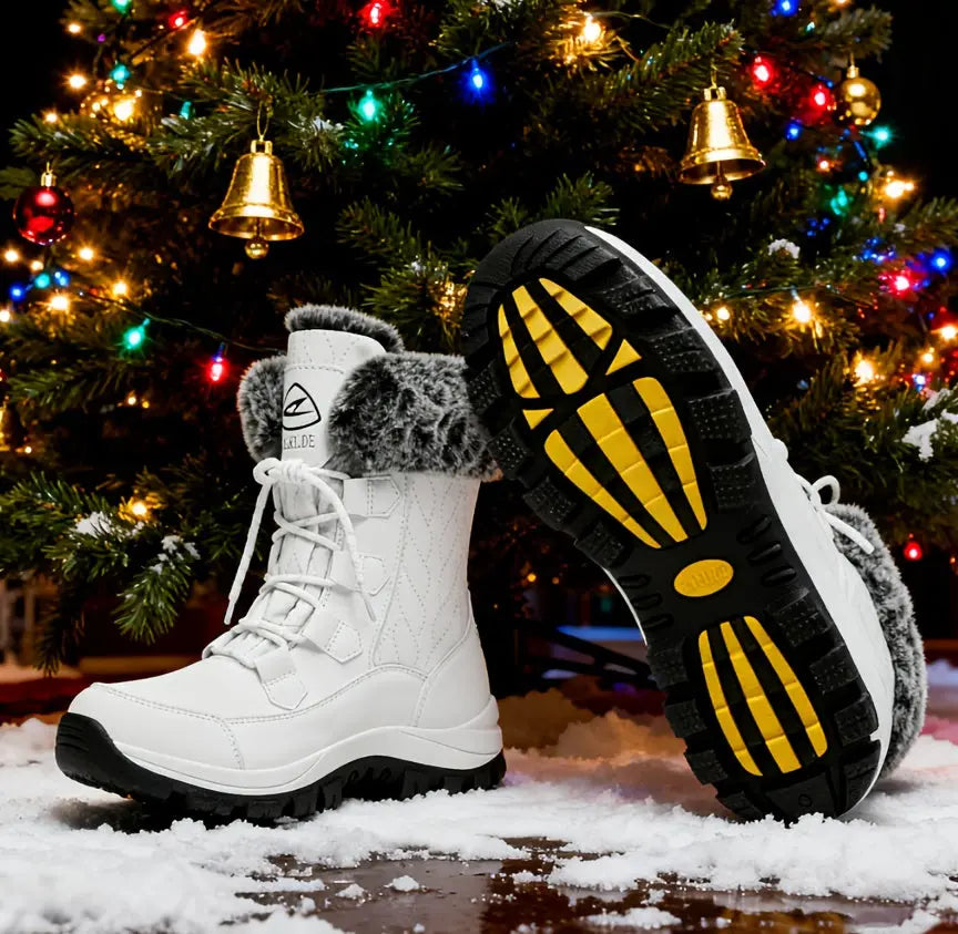 Women's High Quality Winter Snow Boots - Heavy-Duty PU Cover-like Upper, Non-Slip Rubber Outsole, Mid-Calf High-Ankle with Cushioned Insole - All-Terrain Traction for Ice, Snow, Mud, and Slush - Ideal for Hiking, Walking, and