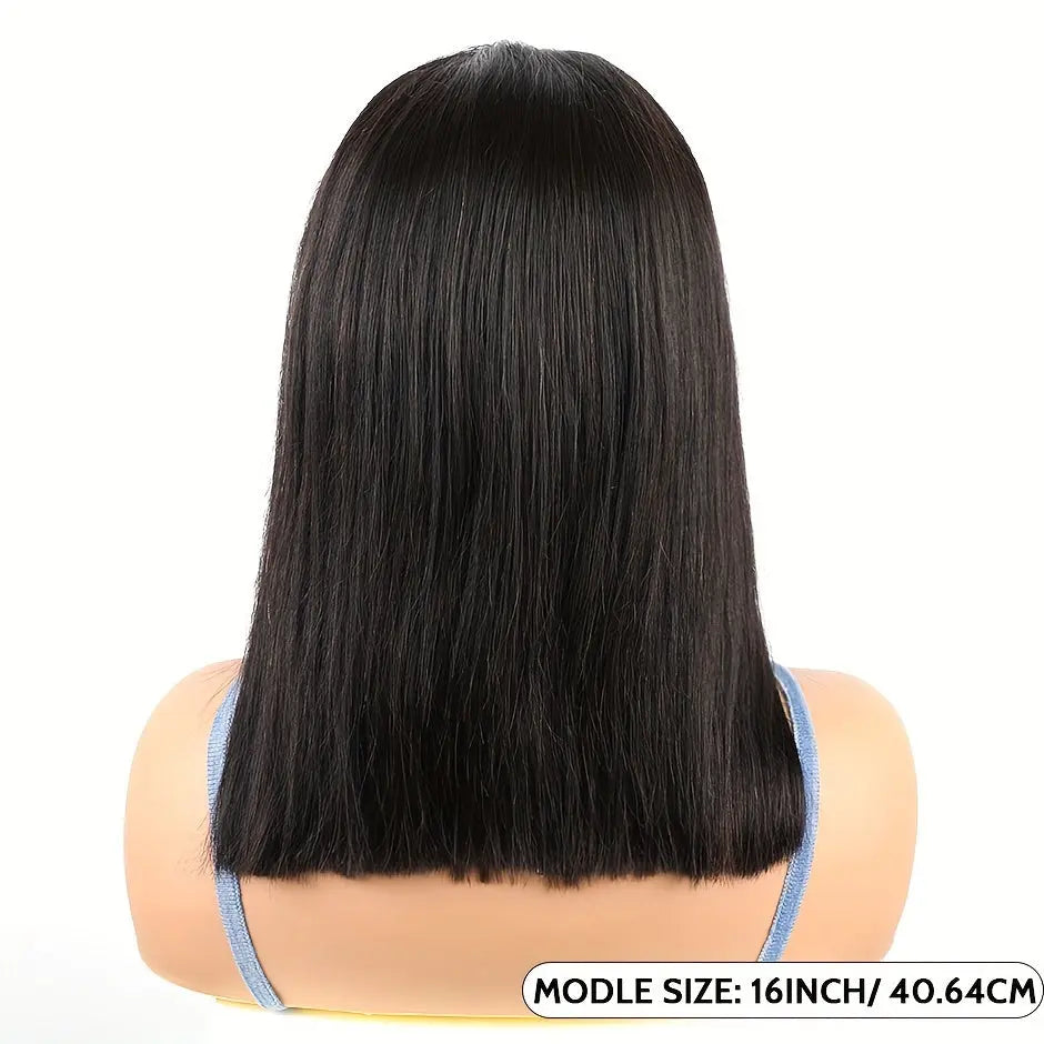 Wear & Go Glueless Bob Wig Human Hair 4x4 HD Lace Front Closure - 200% Density 's Straight Hair System with Pre-Plucked Hairline & 3D Technology (No Glue/Bond) | Instant Volume, Short Bob Cut Wigs