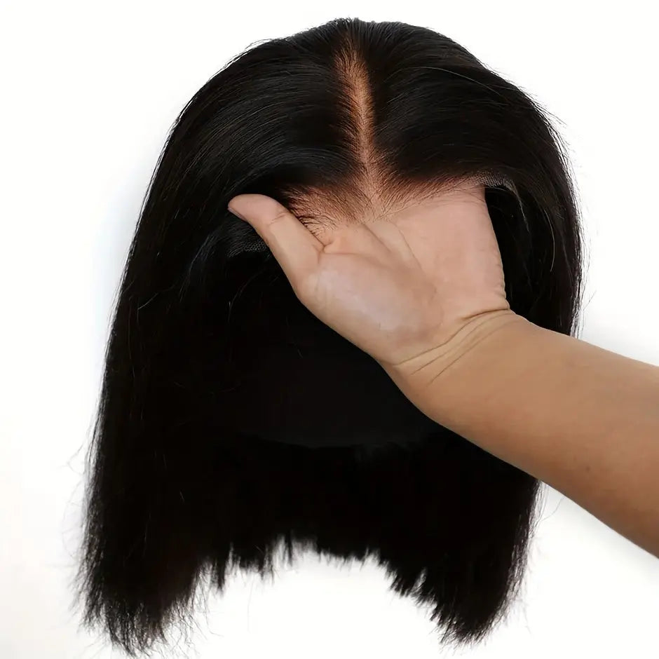 Wear & Go Glueless Bob Wig Human Hair 4x4 HD Lace Front Closure - 200% Density 's Straight Hair System with Pre-Plucked Hairline & 3D Technology (No Glue/Bond) | Instant Volume, Short Bob Cut Wigs