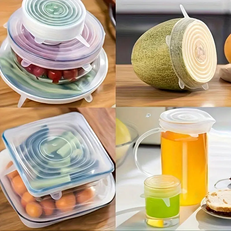 6pcs Reusable Silicone Lid Lids Compatible for Bowls, Plates, Pots & Pans - Multi-Size Dishwasher & Fridge Safe Food Storage Covers, Durable -Fit Lid Fits Most Containers Avivanastore