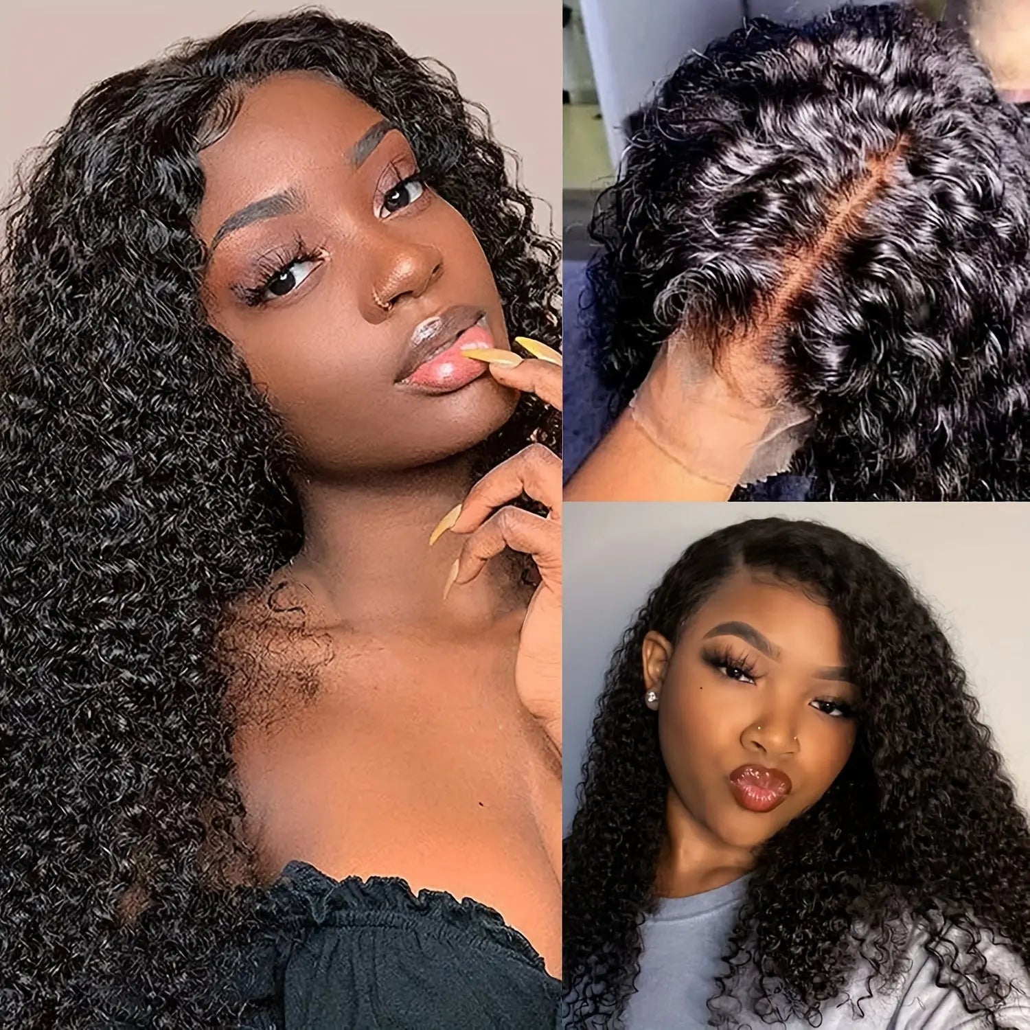 Kinky Curly Lace Front Wigs Human Hair 4x4x1 Lace Closure Wigs 180% Density Kinky Curly Wigs with Brazilian Remy Hair Unprocessed Virgin Hair Wig Natural Color