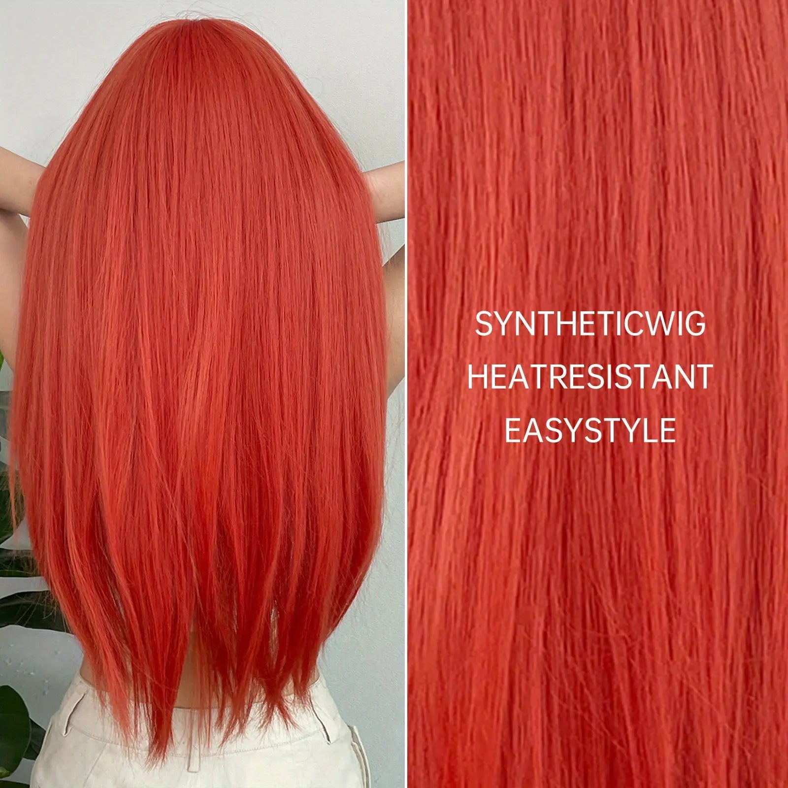 Silvery Grey 26 Inch Long Straight Hair Wigs With Bangs Heat Resistant Synthetic Hair Wigs For Women Girls For Cosplay Party Daily Taking Photos Use Music Festival