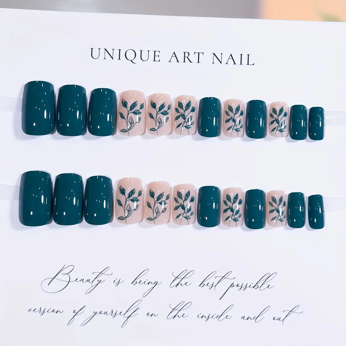 Foreign Trade Plant Fresh Green Leaves European and American Wearable Finger Nails Removable Nails Whitening Finished Products