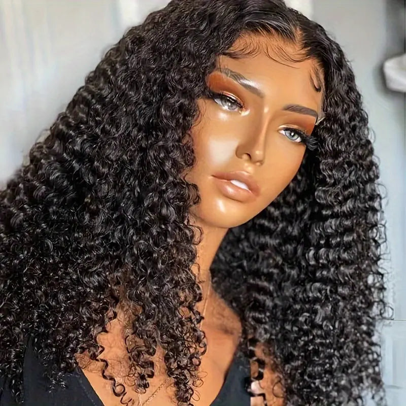 250% Density Deep Curly Wigs Human Hair Curly Wave 4X4 HD Lace Front Wigs Human Hair Deep Wave Lace Clouse Wig 100% Brazilian Human Hair Wig Pre-Plucked Lace Wig With Baby Hair For Women