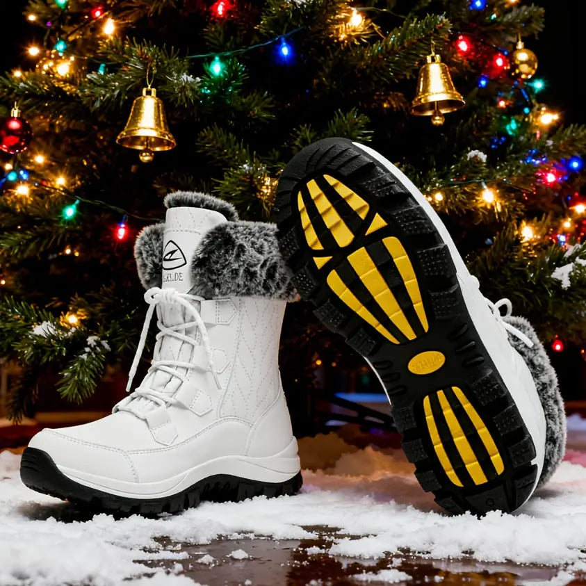 Women's High Quality Winter Snow Boots - Heavy-Duty PU Cover-like Upper, Non-Slip Rubber Outsole, Mid-Calf High-Ankle with Cushioned Insole - All-Terrain Traction for Ice, Snow, Mud, and Slush - Ideal for Hiking, Walking, and