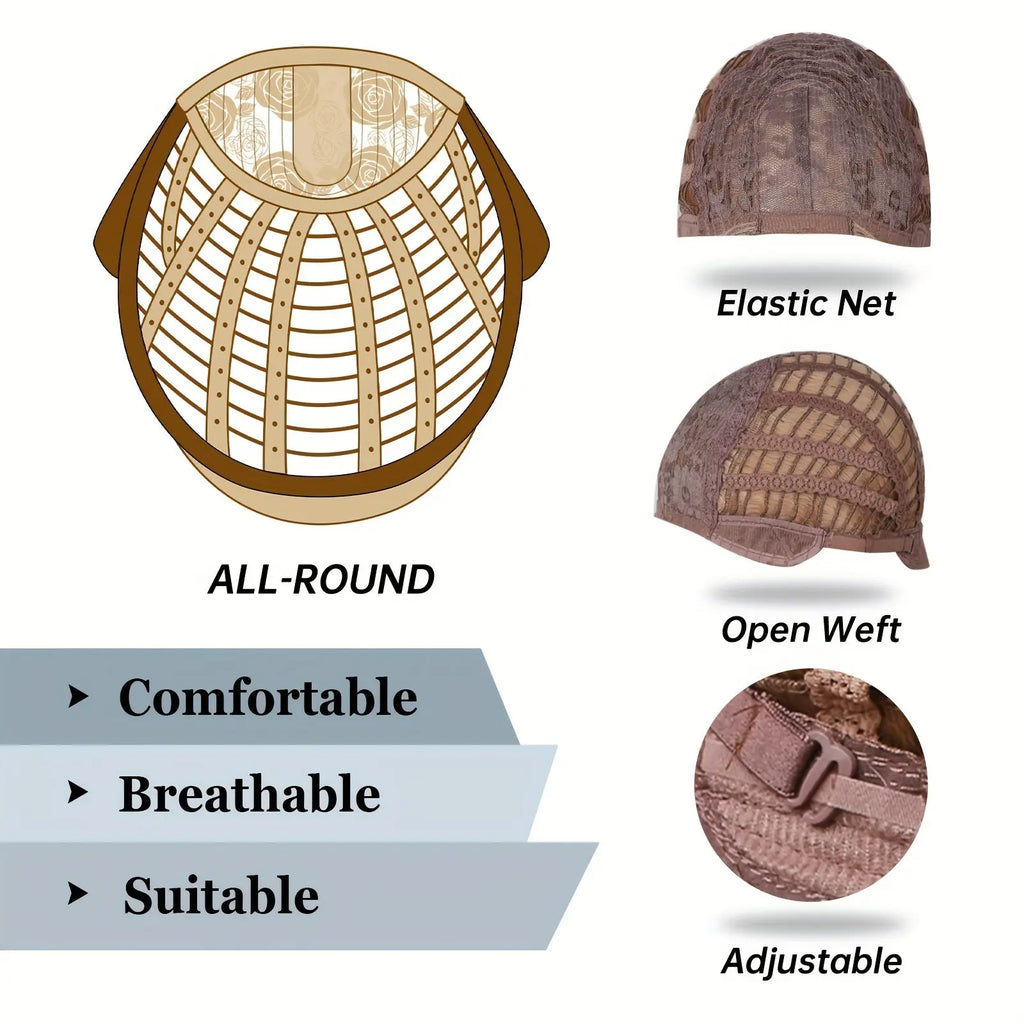 16 Inches Long Straight Brown Wigs with Brown Highlight Synthetic Wigs Women'S Wigs for Daily Use Party or Cosplay Taking Photos LC2078-1