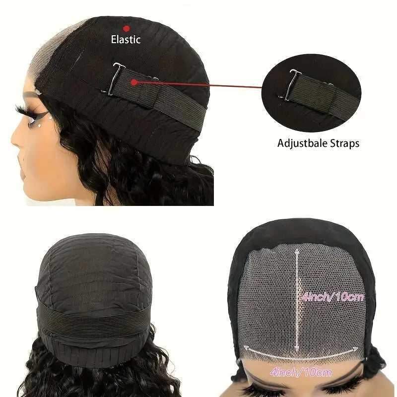 Kinky Curly Glueless Bob Wig Human Hair Pre Plucked Pre Cut Put On And Go Glueless Bob Wigs for Women 4x4 HD Transparent Lace 180% Density