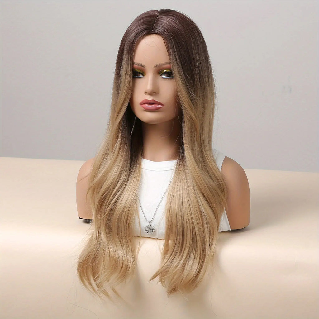 [Pink Hair Wigs] Pink 24 Inch Synthetic Fiber Hair Wigs With Bangs | Long Body Wave Hair Wigs For Women Girls | For Daily Party Cosplay Use Music Festival