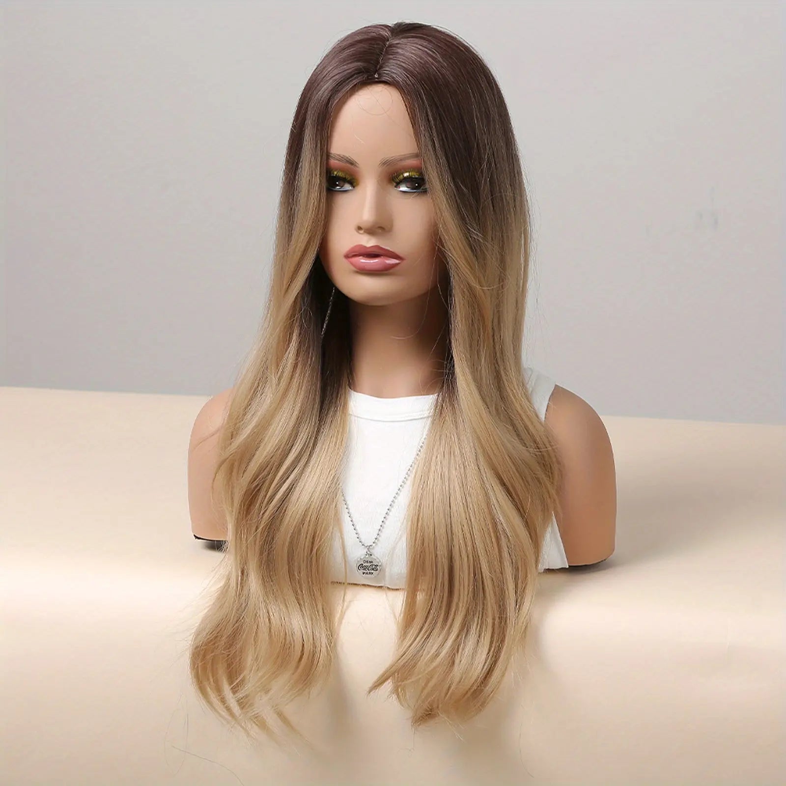 [Pink Hair Wigs] Pink 24 Inch Synthetic Fiber Hair Wigs With Bangs | Long Body Wave Hair Wigs For Women Girls | For Daily Party Cosplay Use Music Festival