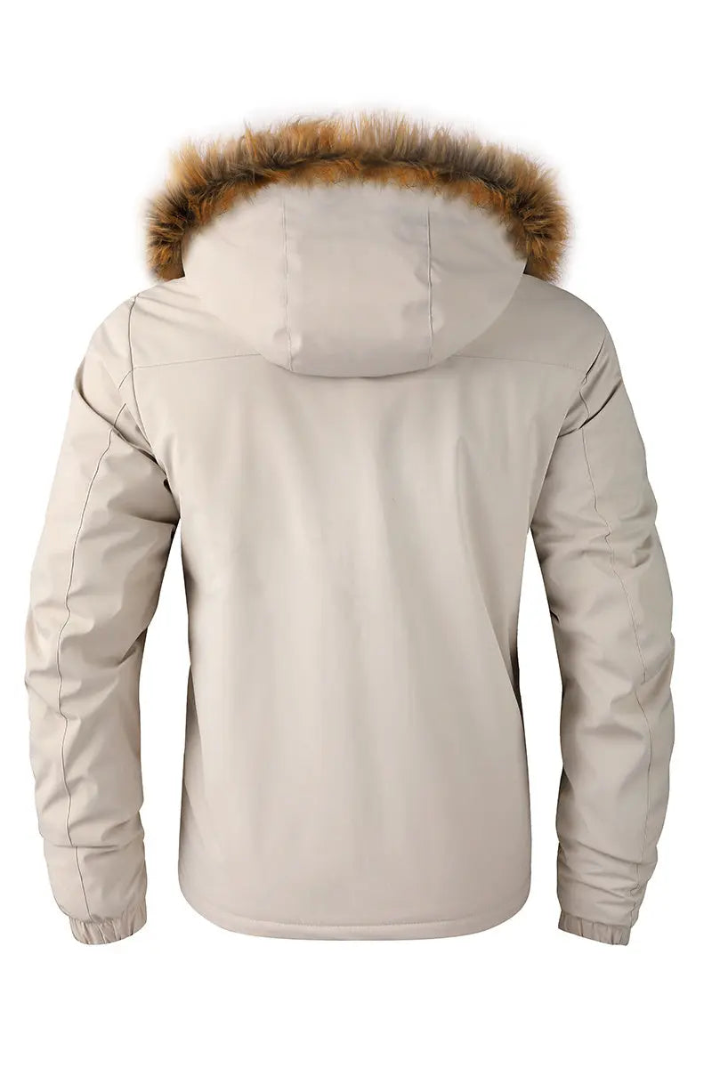 Men'S Winter Windbreaker Jacket with Warm Hood - Maroon Zip-Up Outdoor Coat, Stand Collar, Multiple Pockets, Casual Sporty Design for Cold Weather, Winter Jacket Avivanastore