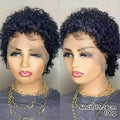 13x1 Lace 130% Density Pre Plucked Short Curly Human Hair Wigs Pixie Cut Bob Glueless Wigs Front For Black Women With Baby Hair