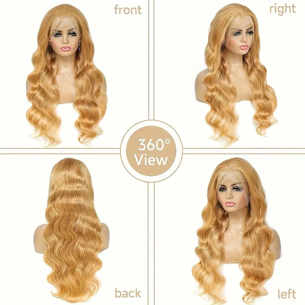 Honey Blonde Human Hair Wig 27# Honey Blonde Wig Highlight Ombre Blonde 13x6 HD Lace Front Wigs Human Hair 13*6 Honey Blonde Lace Front Wig Colored Body Wave Pre Plucked Baby Hair Glueless For Women Daily & Party
