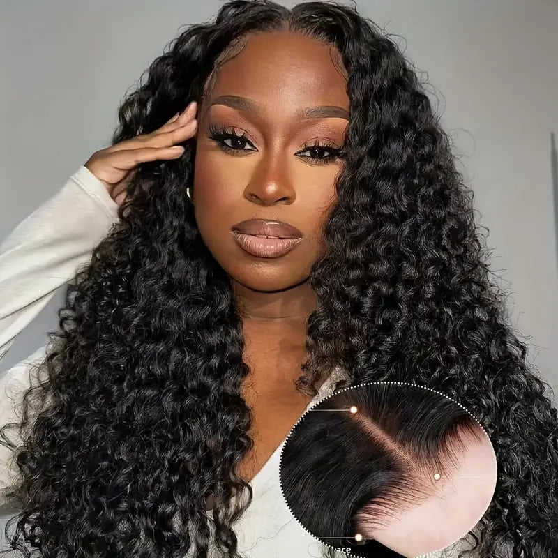 250% Density Deep Curly Wigs Human Hair Curly Wave 4X4 HD Lace Front Wigs Human Hair Deep Wave Lace Clouse Wig 100% Brazilian Human Hair Wig Pre-Plucked Lace Wig With Baby Hair For Women