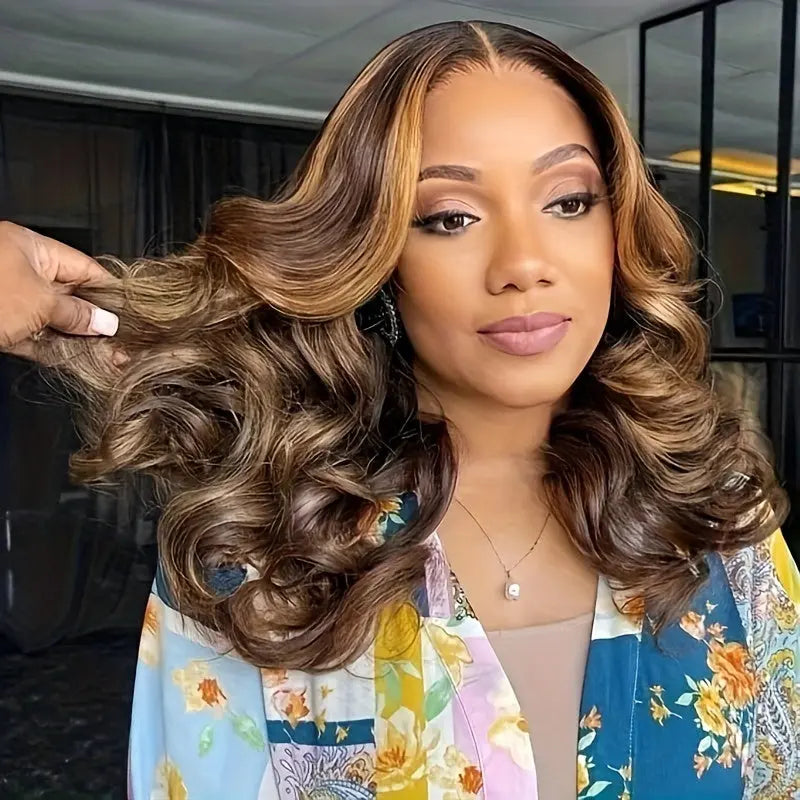 Bob Wig Human Hair 4/27 Highlight Ombre Honey Blonde HD Lace Front Wig Human Hair 13X4 Body Wave Lace Front Wigs Human Hair Pre Plucked With Baby Hair 180% Density For Women