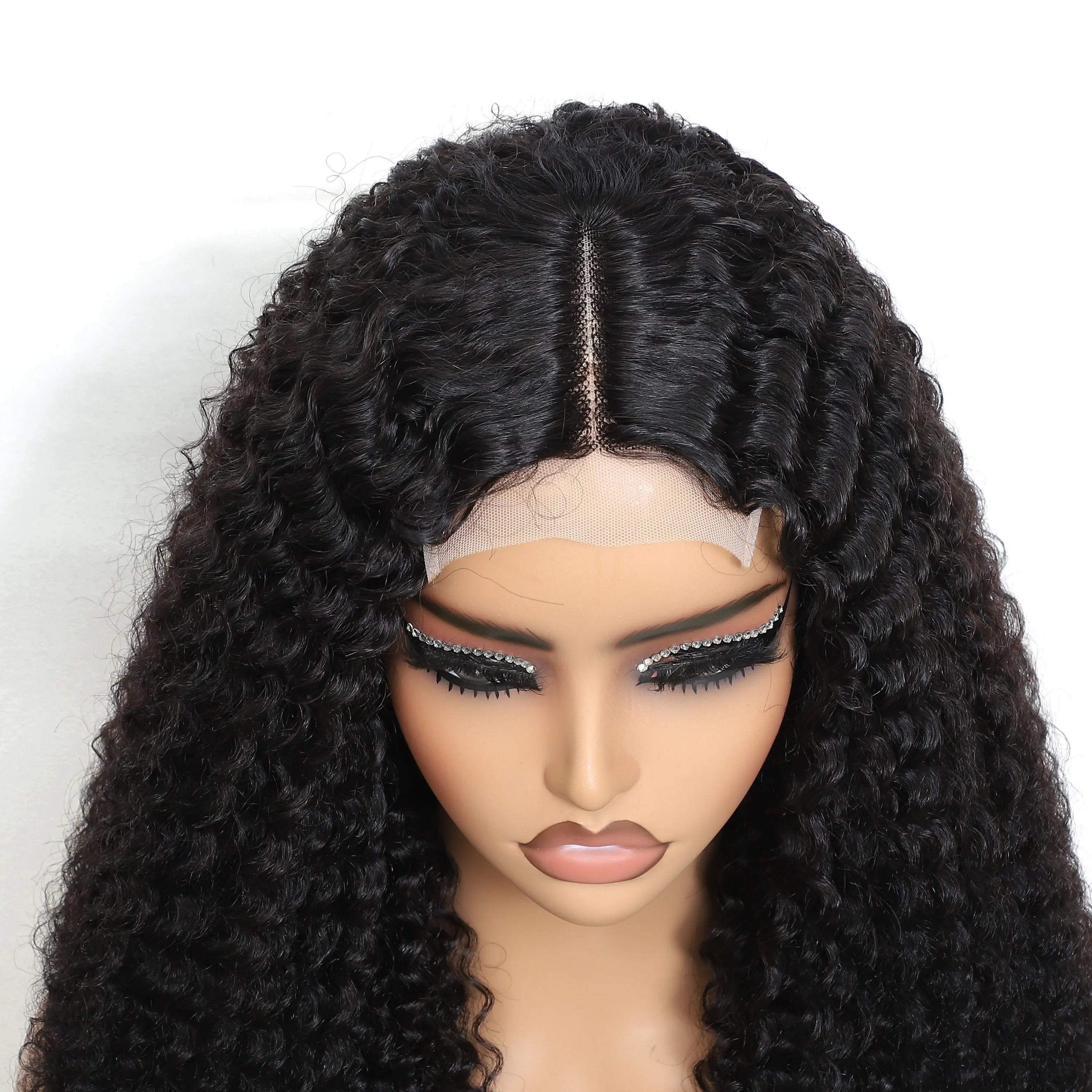 Kinky Curly Lace Front Wigs Human Hair 4x4x1 Lace Closure Wigs 180% Density Kinky Curly Wigs with Brazilian Remy Hair Unprocessed Virgin Hair Wig Natural Color