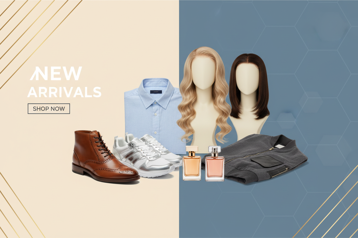 new arrivals for shoes boots human wigs men clothes perfumes 